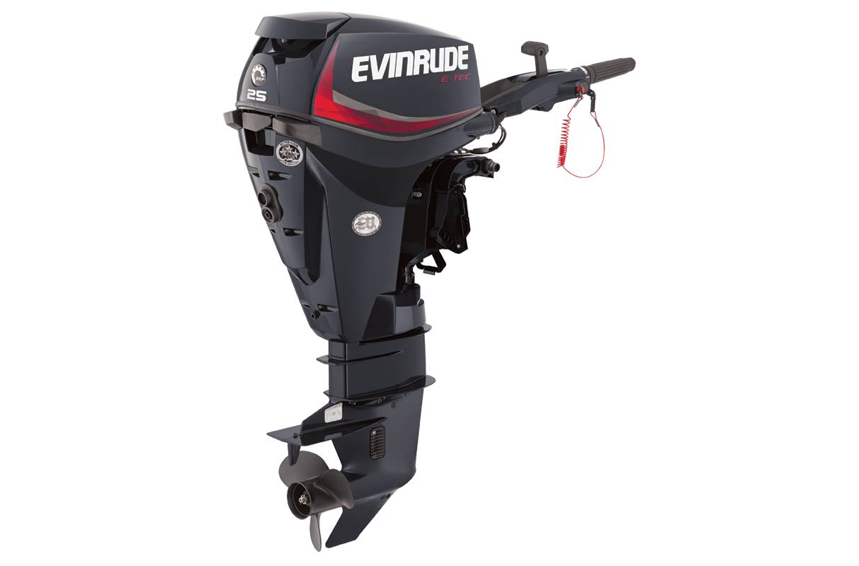 2016 Evinrude E25DRG - 25HP Graphite, 15", Tiller, Manual Tilt. Call for Price