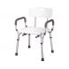 WHITE ADJ REMOVABLE ARM SHOWER BENCH WITH BACK