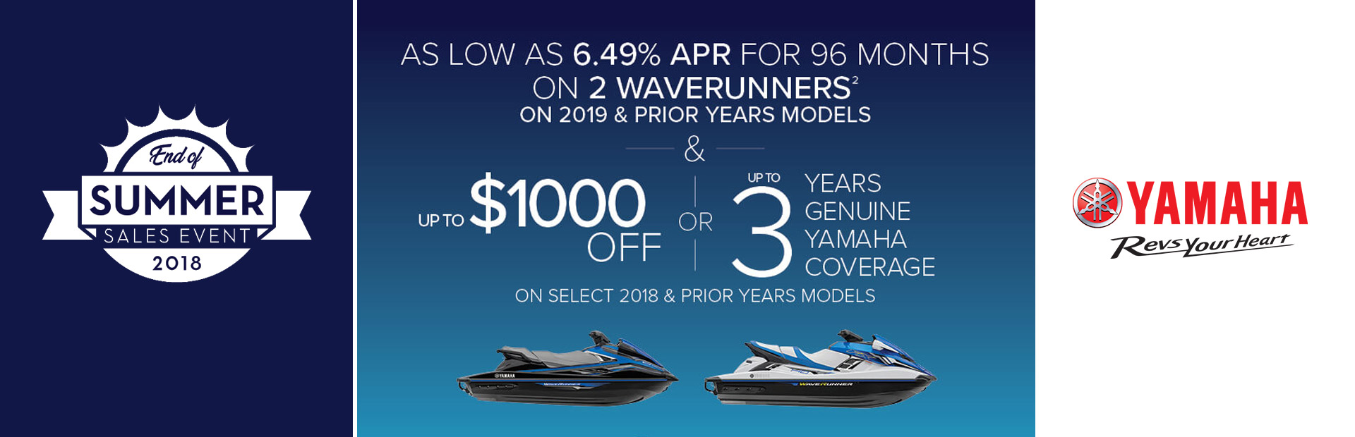Yamaha: As Low As 6.49% APR For 96 Months