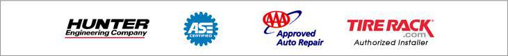 We use Hunter Engineering products. Our technicians are ASE certified. We are affiliated with AAA. TireRack.com Authorized Installer.