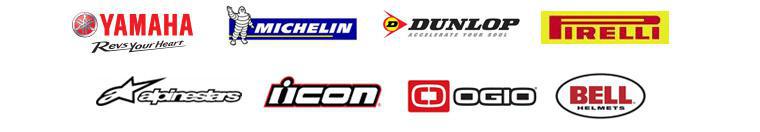 We carry products from Yamaha, Michelin®, Dunlop, Pirelli, Alpinestars, Icon, OGIO, and Bell Helmets.