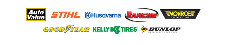 We carry products from Auto Value, STIHL, Husqvarna, Goodyear, Kelly, and Dunlop.