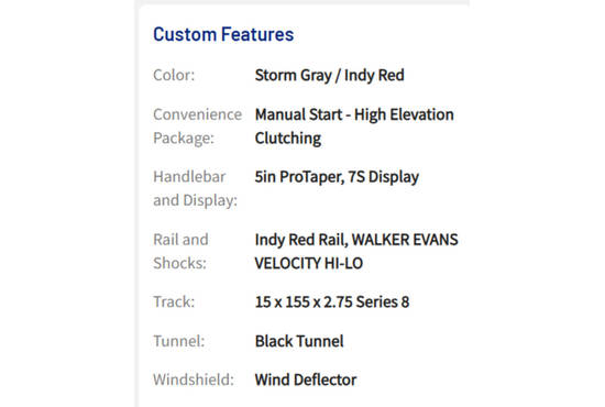 2025 850 RMK KHAOS 155 Storm Gray / Indy Red