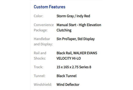 2025 850 RMK KHAOS 165 Storm Gray / Indy Red