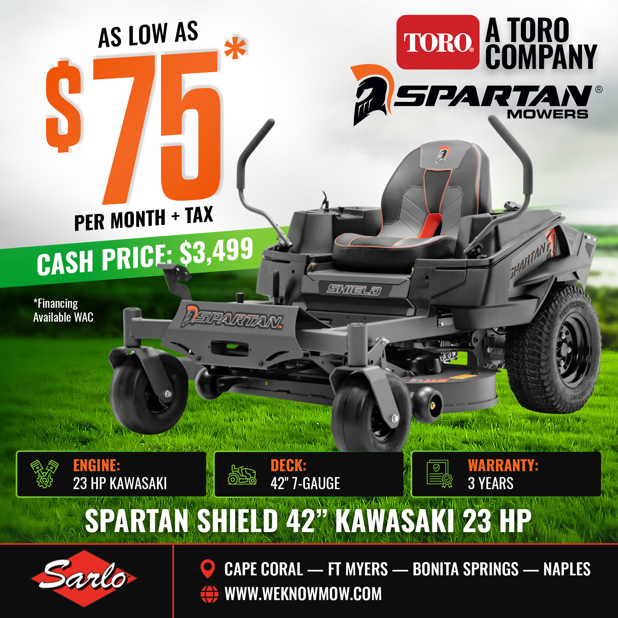 Inventory from Spartan Mowers and Vortexx Sarlo Mowers