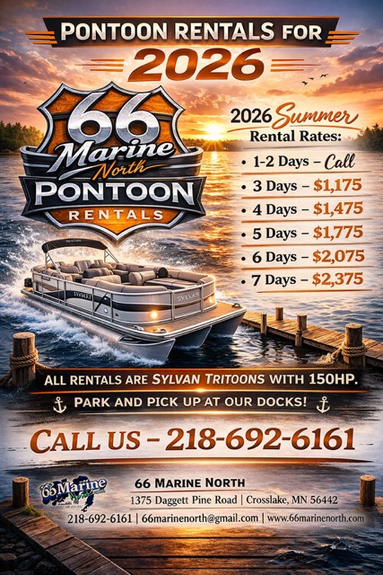 Rental Pontoons Route 66 Marine North Crosslake, MN (218) 692-6161