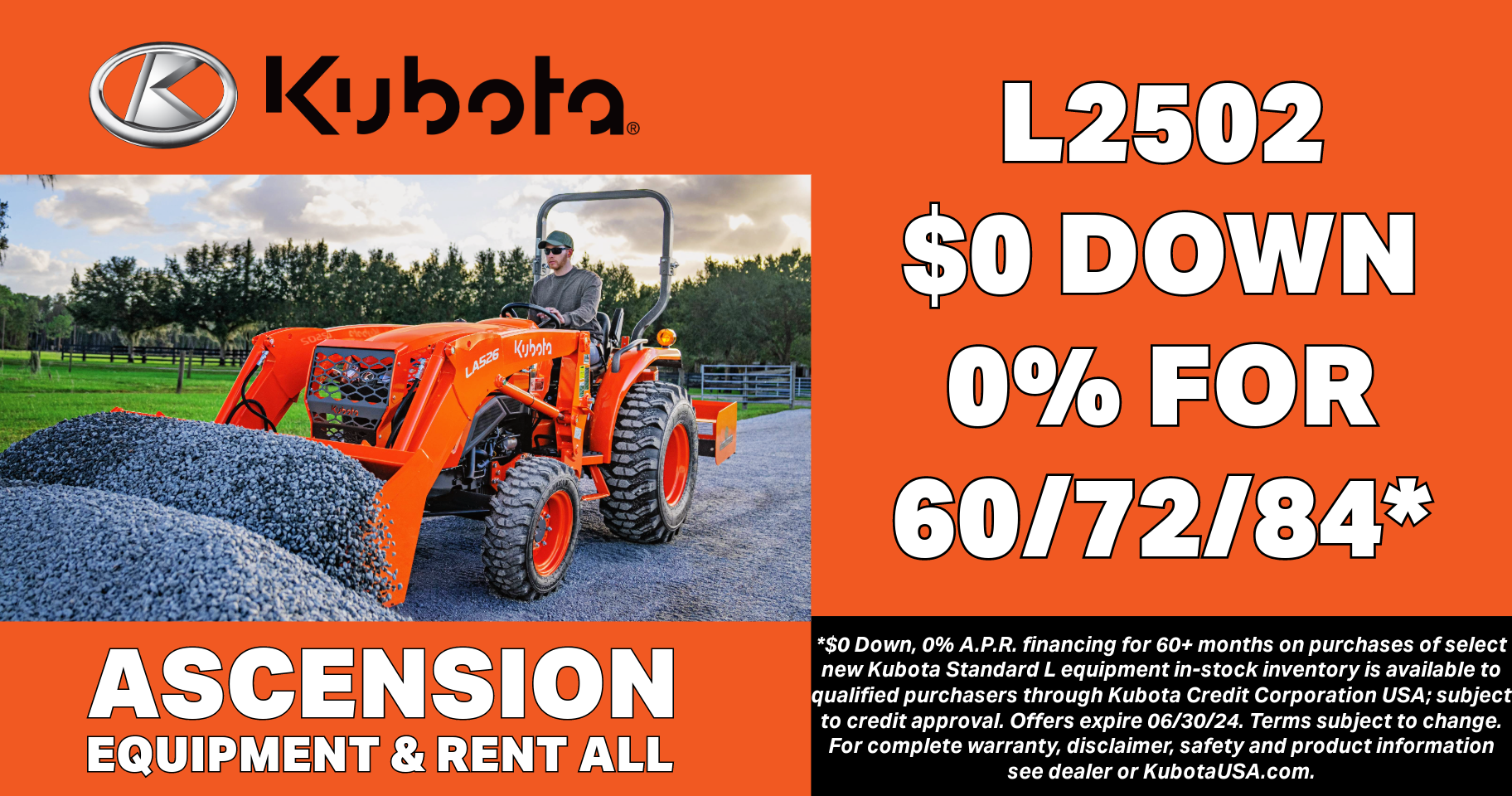 Kubota L2502 Ascension Equipment Gonzales, LA (225) 6475881