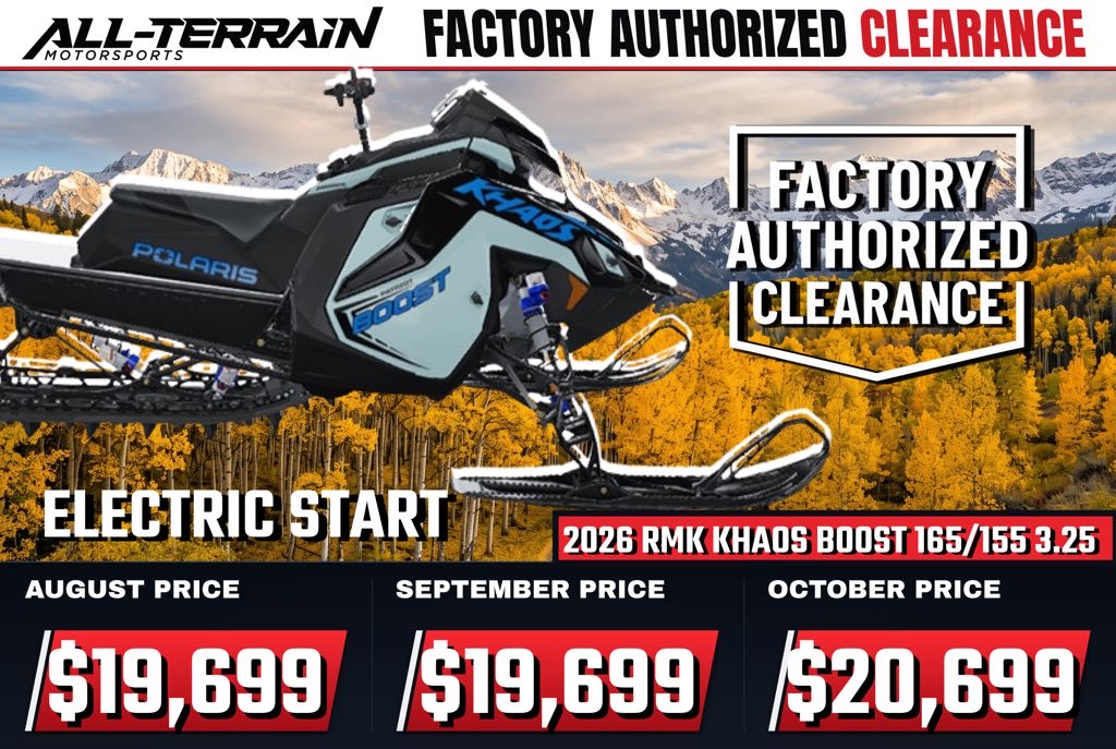 New 2026 Polaris Patriot Boost RMK Khaos 165 3.25 ES 7S