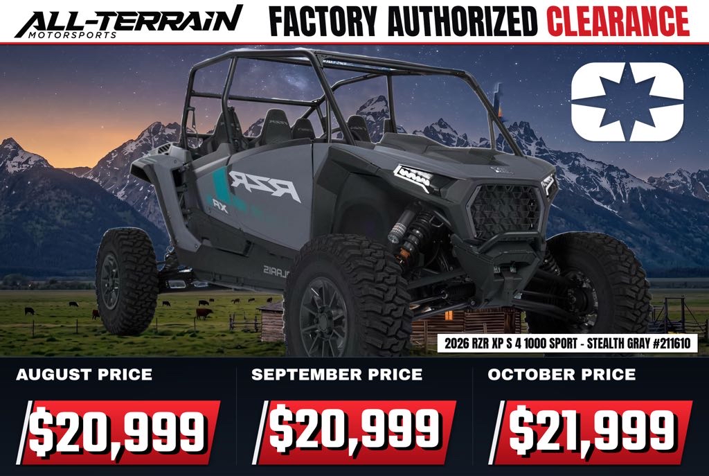 New 2026 Polaris RZR XP S 4 1000 Sport - Stealth Gray
