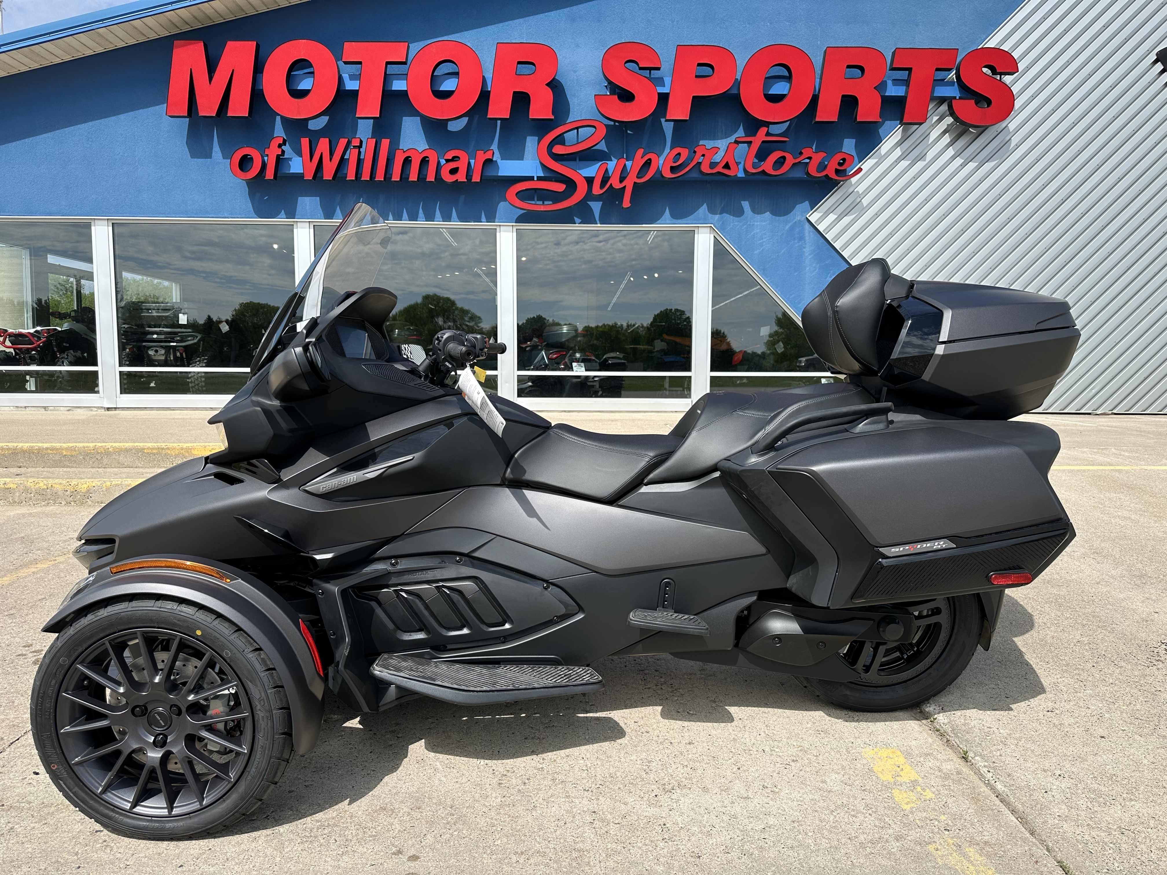 2026 Can-Am Spyder RT-Limited in CARBON BLACK — front three-quarter view