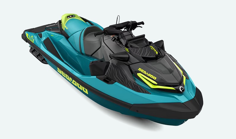 2026 Sea-Doo Wake Pro 230 in TEAL BLUE MANTA GREEN — front three-quarter view