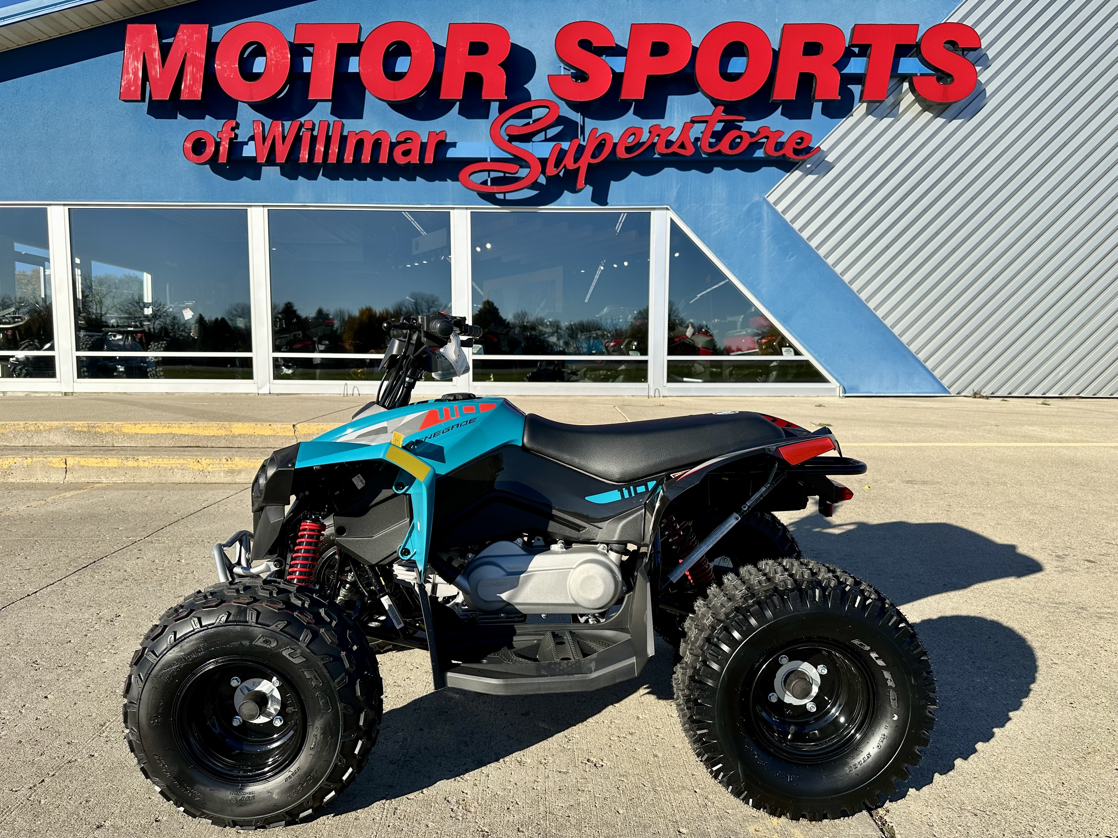 2026 Can-Am Renegade 110 EFI in ICEBERG BLUE & BLACK — front three-quarter view