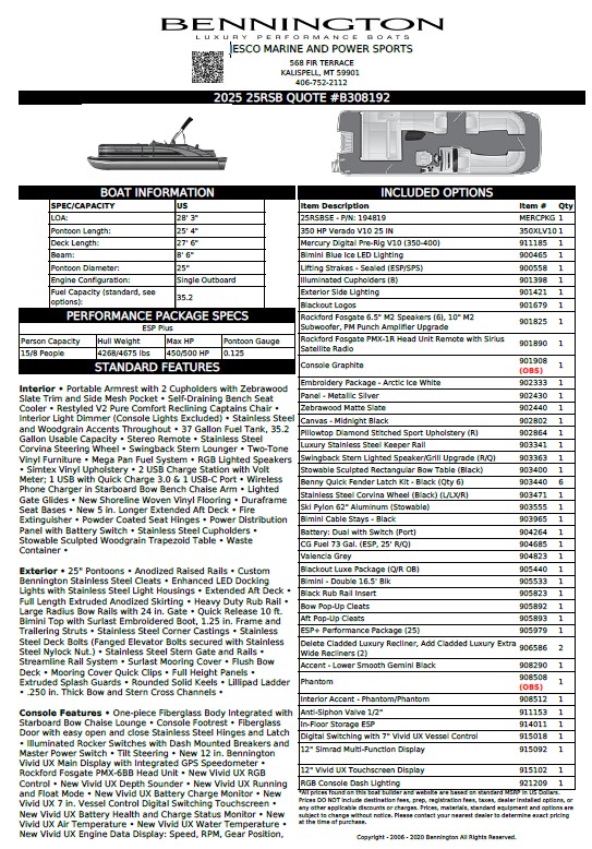 Bennington 25 RSB Image