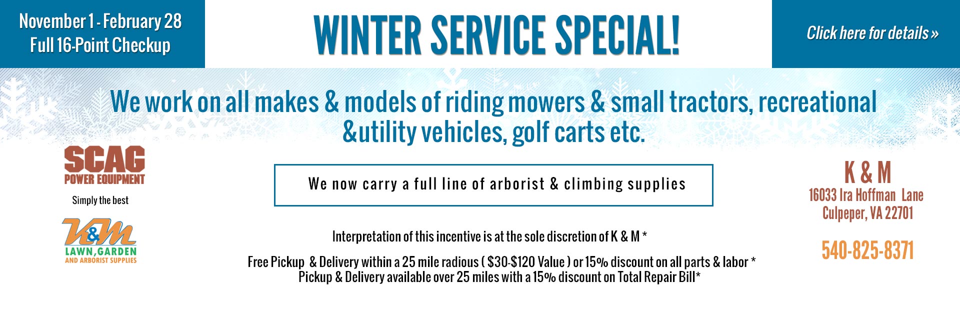 Home K & M Lawn, Garden & Arborist Supplies Culpeper, VA (800) 577TREE