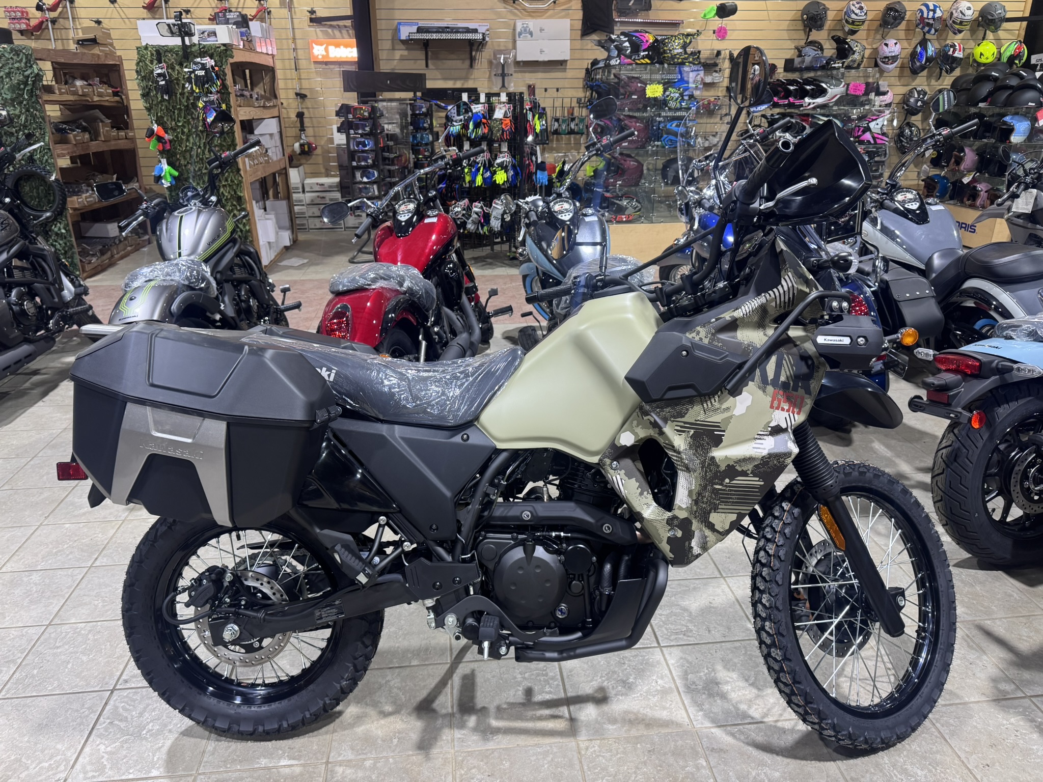 2026 Kawasaki KLR® 650 Adventure ABS (DUAL) - Cypher Camo Beige / Metallic Matte Carbon Gray