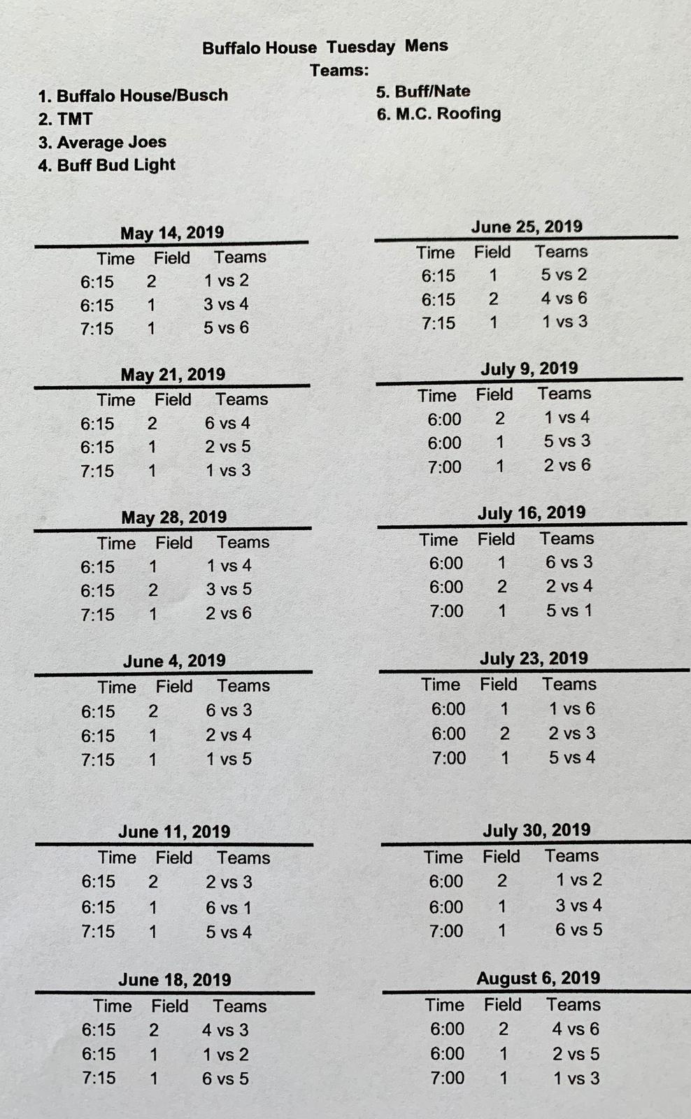 Softball Leagues And Schedules Buffalo House Duluth Mn 218