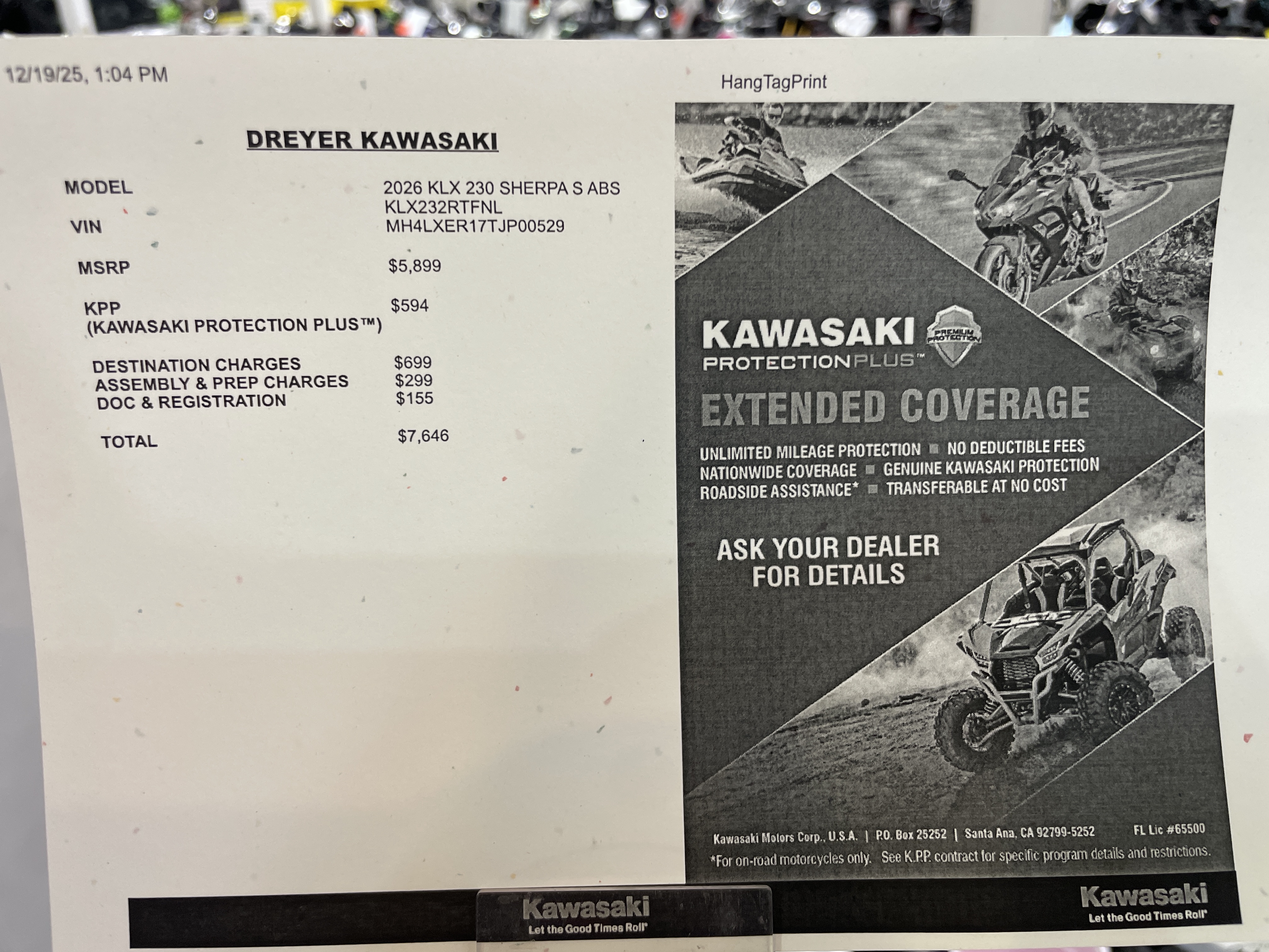 2026 Kawasaki KLX230 SHERPA S ABS for Sale | Dreyer Motorsports
