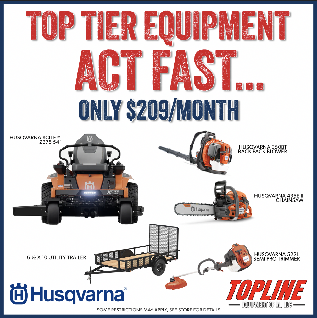 2025 Husqvarna Z375 Package Deal for Sale | Topline Equipment of