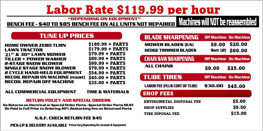 Lawn Tractor Spring Special Service Townline Sales Service