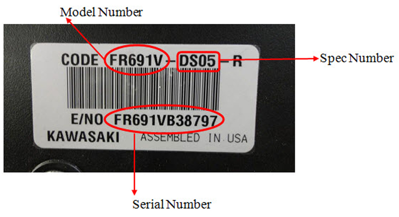 Engine Model Number Sticker How to Find Kawasaki Small Engine Model Number Lawn Equipment ...